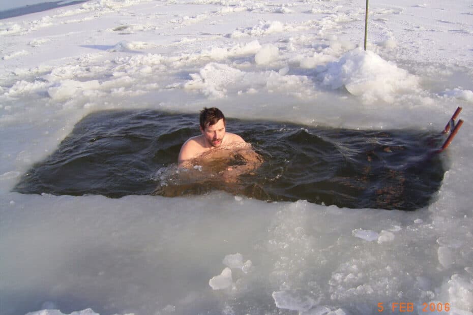 man swimming in Icehole|yourhealthyprostate.com-Your Healthy Prostate
